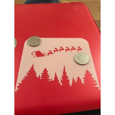 santa and sleigh 6 reindeer reusable stencil