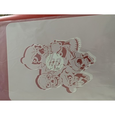 multi Skull tattoo sleeve stencil 