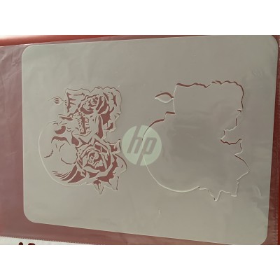 rose Skull tattoo sleeve stencil 