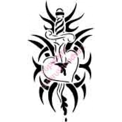 0995 tribal bleeding heart and dagger large