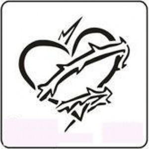 1115 reusable barbed wire heart stencil