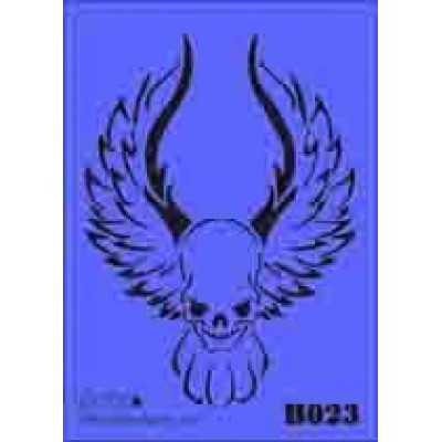 b23 xxl skull wings stencil 250mm x 350mm