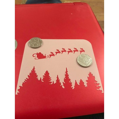santa and sleigh 6 reindeer reusable stencil