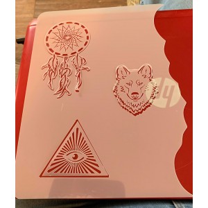 wolf and dreamcatcher  tattoo sleeve stencil 