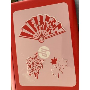 oriental fan tattoo sleeve stencil 