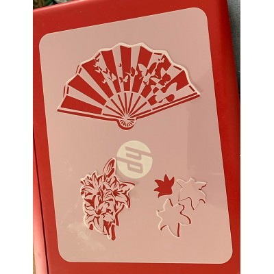 oriental fan tattoo sleeve stencil 
